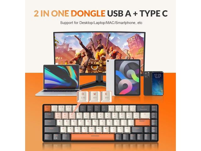 MAGIC-REFINER RK68 60% Wireless Mechanical Keyboard, Bluetooth 5.0/2.4GHz with Dual Mode 2-in-1 Receiver, Compact 68-Key Hot Swappable Gaming...