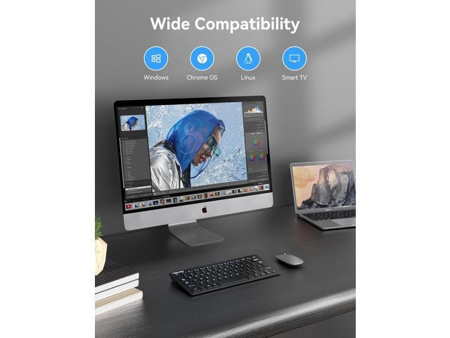TECKNET 2.4G Wireless Keyboard - Mini Compact Keyboard with Media Hotkeys, 12-Month Battery Life, Compatible with PC, Desktop, Laptop, Smart TV -...