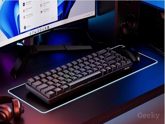 Geeky GK65 65% Hot Swappable Mechanical Gaming Keyboard 68 Keys Multi Color RGB LED Backlit for PC/Mac Gamer ANSI US American Layout (Black,...