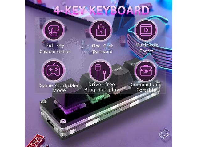 Mini 4-Key Select-All Cut Copy Paste Macro Pad Ctrl A X C V Shortcut One Handed Keyboard RGB Gaming Mechanical Keyboard OSU Keypad Programmable...