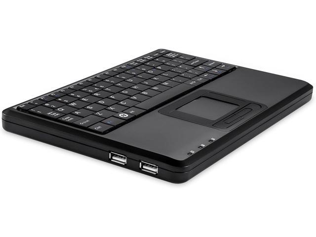 Perixx PERIBOARD-510H Plus, Wired Super Mini USB Touchpad Keyboard, X Type Scissor Keys with 2 Built-in Hubs, Black, US English Layout (11005)