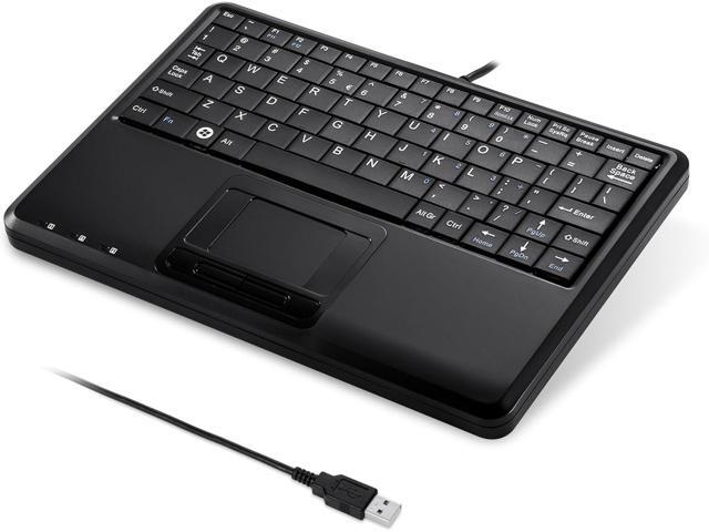 Perixx PERIBOARD-510H Plus, Wired Super Mini USB Touchpad Keyboard, X Type Scissor Keys with 2 Built-in Hubs, Black, US English Layout (11005)