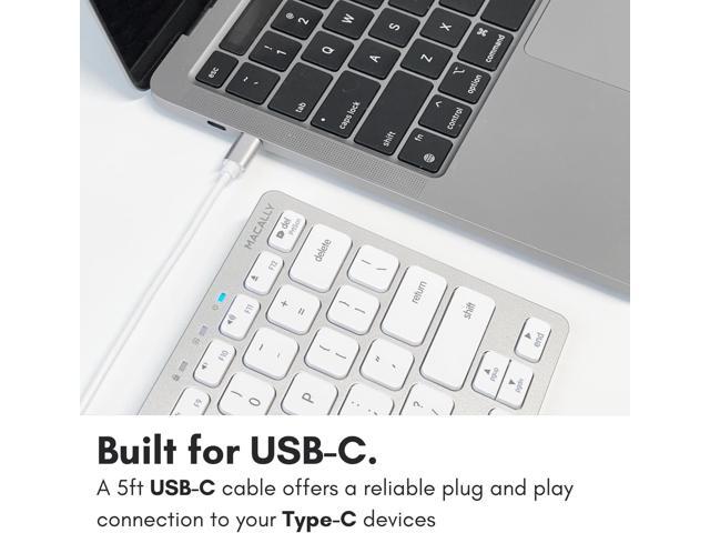 Macally USB C Keyboard for Mac, Slim Wired Keyboard for MacBook, iMac Compatible Keyboard, Plug & Play for Mac mini, iPad, Windows & Chromebook...