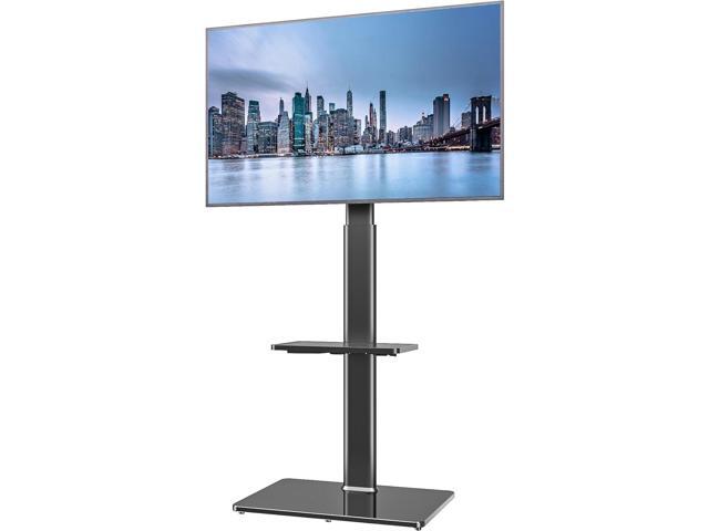 Universal Floor TV Stand with Mount for 19 to 43 inch Flat Screen TV, 100 Degree Swivel,Adjustable Height and Tilt Function, 2 Shelves Space Saving...