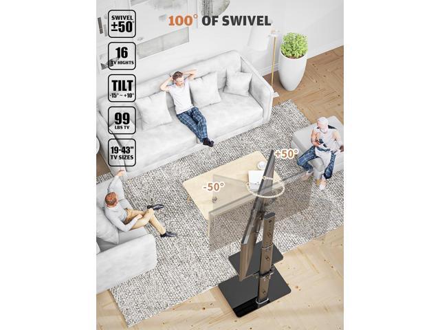 Universal Floor TV Stand with Mount for 19 to 43 inch Flat Screen TV, 100 Degree Swivel,Adjustable Height and Tilt Function, 2 Shelves Space Saving...