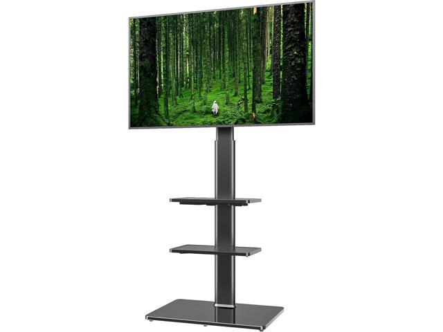 Universal Floor TV Stand with Mount for 19 to 43 inch Flat Screen TV, 100 Degree Swivel,Adjustable Height and Tilt Function, 3 Shelves Space Saving...