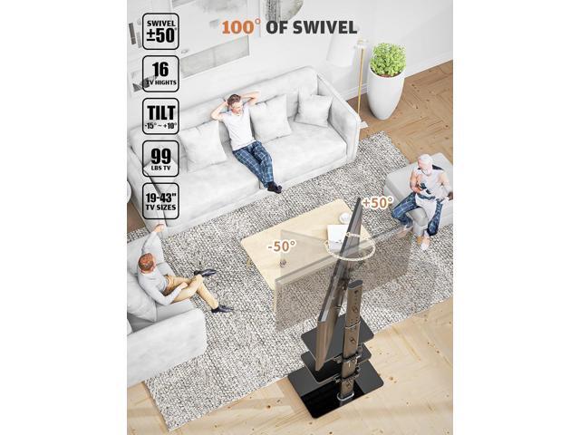 Universal Floor TV Stand with Mount for 19 to 43 inch Flat Screen TV, 100 Degree Swivel,Adjustable Height and Tilt Function, 3 Shelves Space Saving...