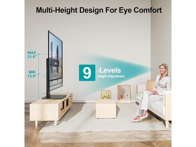 MOUNT PRO Universal Swivel TV Stand Base, Table Top TV Stand for 37 to 65, 70, 75 Inch LCD LED TVs, Height Adjustable TV Mount Stand with Tempered...