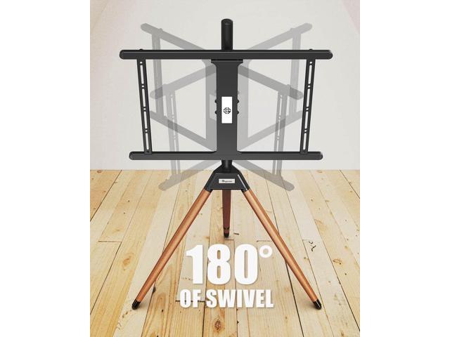Tripod TV Stand for 32-75 Inch Screen up to 77lbs, Height Adjustable Easel TV Floor Stand with Wood Legs and Cable Ties