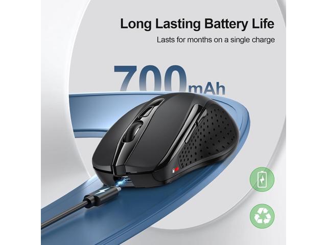 TECKNET Wireless Mouse Rechargeable, 2.4G USB-A Silent Mouse, Quiet Click, 6 Adjustable 4800 DPI, Cordless Computer Mice, Ergonomic Mice for...