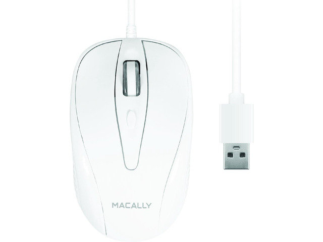 Macally USB Wired Mouse with 3 Button, Scroll Wheel, & 5 Foot Long Cord, Compatible with Apple Macbook Pro / Air, iMac, Mac Mini, Laptops, Desktop...