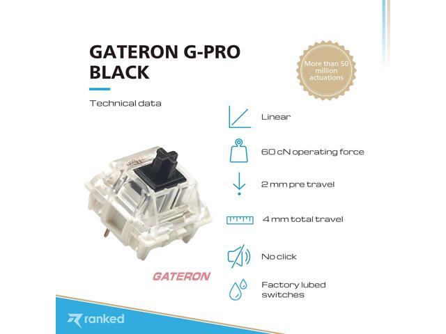 Ranked Pack of Gateron ks-9 G PRO Switches for Mechanical Gaming Keyboards Plate Mounted Pre Lubed (Gateron PRO Black, 65 Pcs)