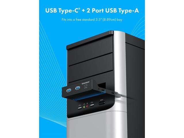GRAUGEAR 3.5 Inch Front Panel USB Hub, Internal USB Hub with 20Gbps USB3.2 Gen2 USB-C and USB 3.0 Ports, 20-pin Type-E Key-A Header & USB3.0 Header...