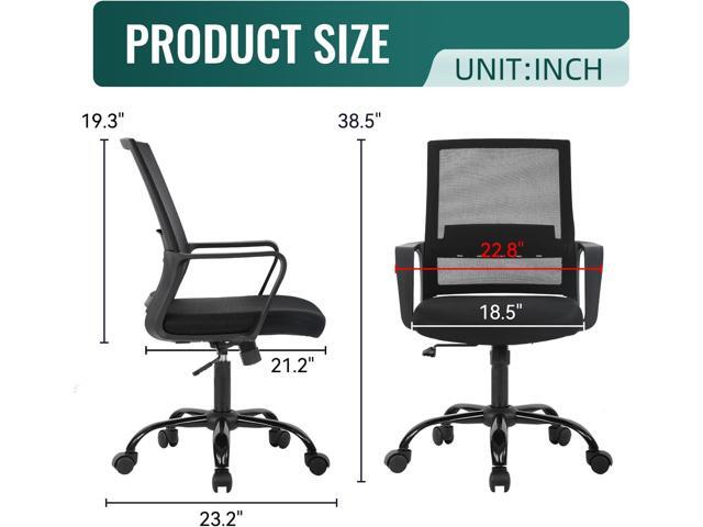BestOffice Swivel Rolling Computer Chair Executive Lumbar Support Task Mesh Chair Adjustable Stool for Women Men (Black)