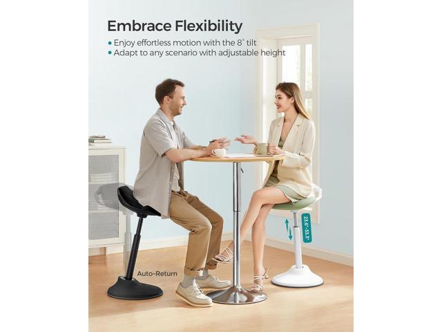 SONGMICS Standing Desk Chair, Adjustable Ergonomic Wobble Stool, 23.6-33.3 Inches Drafting Chair, Swivel Sitting Balance Stool, Fabric Upholstery,...