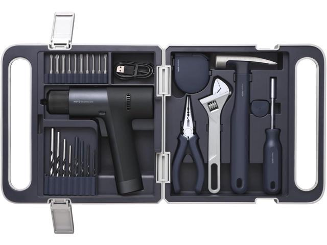 HOTO Brushless Drill Tool Kit, 12V Cordless Power Drill Tool Kit with LED Display, includes Drill/10 Bits & 8 Drill Bits/Tape...