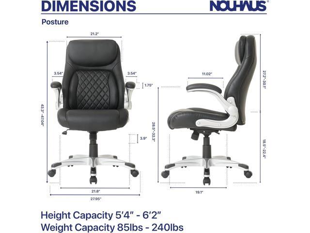 Nouhaus +Posture Ergonomic PU Leather Office Chair. Click5 Lumbar Support with FlipAdjust Armrests. Modern Executive Chair and Computer Desk Chair...