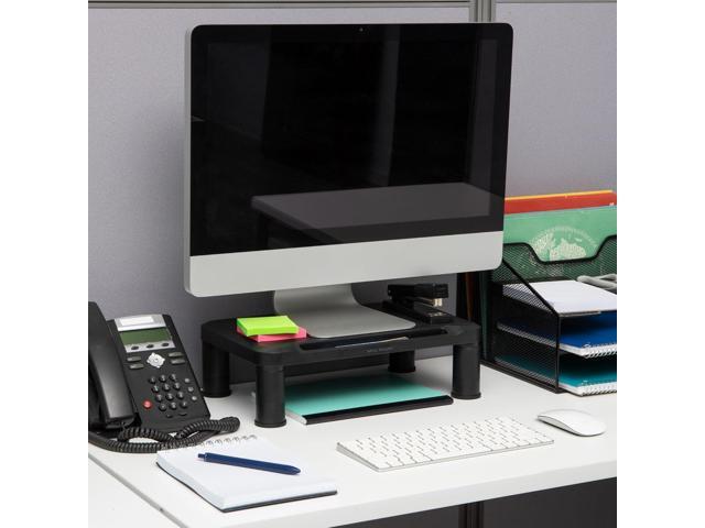 Mind Reader Monitor Stand, Set of 2, Height Adjustable, Laptop, Computer, Riser, Office, 14.5'L x 10.5'W x 5.25'H, Black
