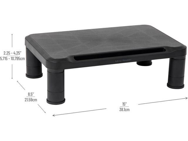 Mind Reader Monitor Stand, Set of 2, Height Adjustable, Laptop, Computer, Riser, Office, 14.5'L x 10.5'W x 5.25'H, Black