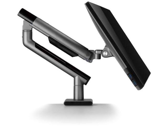 POUT E12 Ultrawide Monitor Arm Mount Adjustable Full Motion Desk Stand for 17-32 Displays, Supports 4-22lbs, VESA 75x75mm & 100x100mm (Grey/Black)