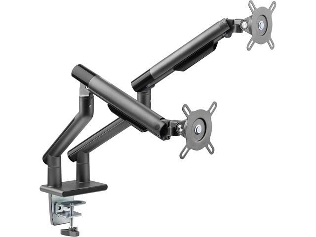 POUT E12 Dual Monitor Arm Mount Stand Adjustable Full Motion Desk Mount for 17-32 Screens, Supports 4-22lbs per Arm, VESA 75x75mm & 100x100mm...