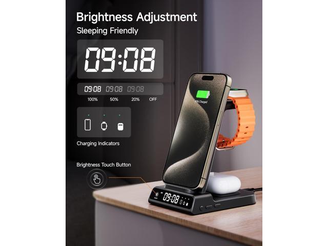 Wireless Charger for iPhone 16, 3 in 1 Charging Station for Apple Watch Watch 10/9/8/7/6/5, Ultra 2/Ultra, for iPhone 16/15/14/13/12/11/X Series,...