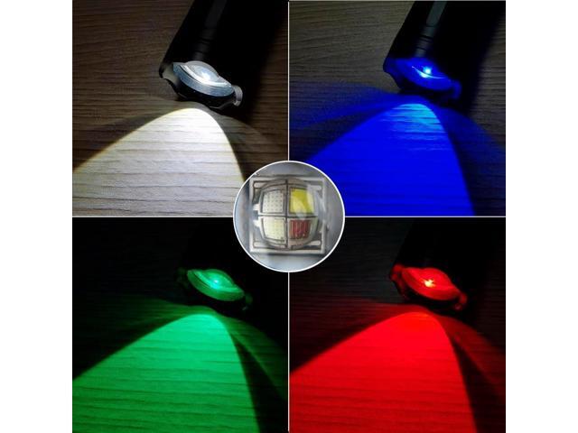 ALONEFIRE X004 Multicolor Flashlight Red Light Green Light USB Rechargeable Blue Light Flashlight RGB Color Changing Waterproof with Battery,...
