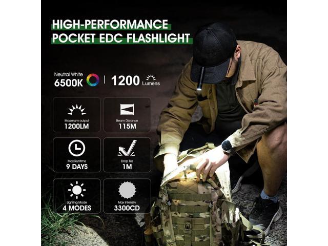 Rechargeable Flashlights 1200 Lumens EDC Flashlight, AA Pocket Flashlight High Lumens with Clip, Super Bright Small Flashlights, 4 Modes Flash...