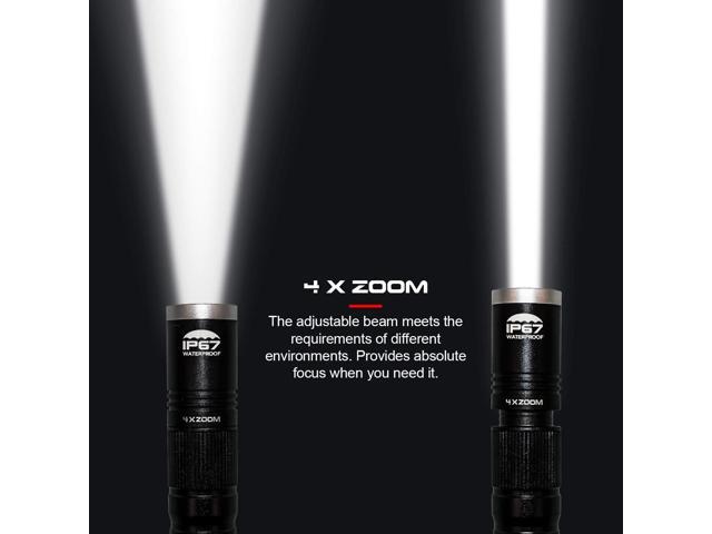 Rechargeable Pen Light Flashlight IP67 Waterproof with Pocket Clip 4-Zoomable, Prefect Pocket Flashlight for Inspection,Work,Repair