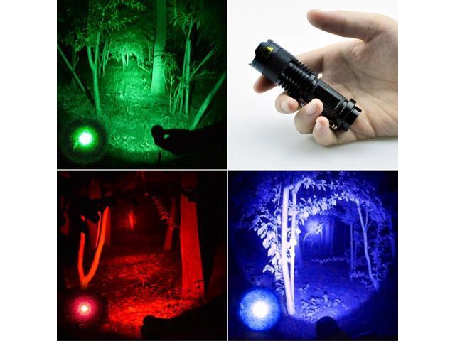 3 Pack Red Green Blue Light Bright Small Flashlights, LED Mini Flashlight High Lumens Pen Light with 3 Modes, Zoomable Torch with Clip, Flash Light...