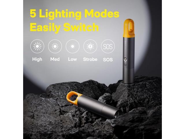 HOTO Flashlight Lite, Zoomable, LED, USB-C Rechargeable, 1000 Lumens, 5 Modes (SOS & Strobe), Tactical & Portable Handheld Flash Light for Camping,...