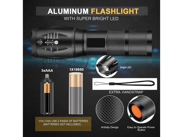 LED Flashlights 10 Pack, Bright Tactical Flashlight High Lumens with 5 Modes, Waterproof Zoomable Flash Light, Portable Torch for Camping Hiking...