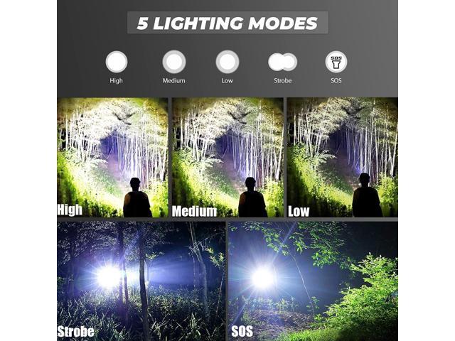 LED Flashlights 10 Pack, Bright Tactical Flashlight High Lumens with 5 Modes, Waterproof Zoomable Flash Light, Portable Torch for Camping Hiking...