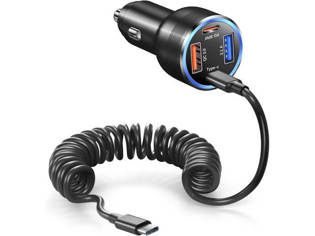 USB C Car Charger, Bangfun 65W 4-Port Dual 12V USB Car Power Charger PD & QC3.0 Fast Charging Cigarette Lighter Adapter Plug for iPhone 15 16 Pro Max...