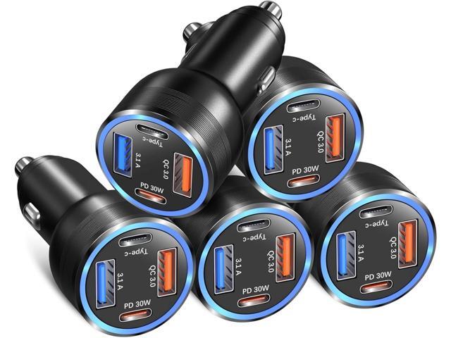 Car Charger Adapter 5 Pack, Bangfun 65W Multi Port 12V USB C & USB A Car Charger PD+QC 3.0 Fast Charging Cigarette Lighter USB Adapter Plug for...