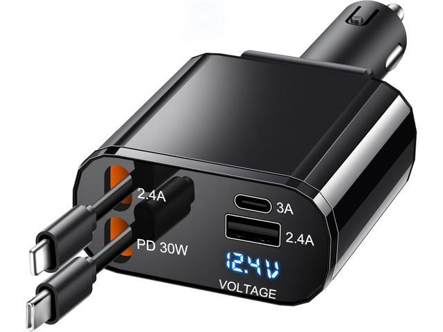 TICCI Retractable Car Charger 66W USB C Retractable with Cables, Car Phone Charger for iPhone 16/15/14 Android, Galaxy, Pixel, Car Accessories Fast...