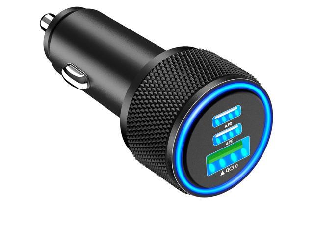 USB C Car Charger, Rombica 3-Port 67W Dual PD USB-C & USB-A Car Power Cigarette Lighter USB Charger PD/QC Type C Car Charger Fast Charging Adapter...