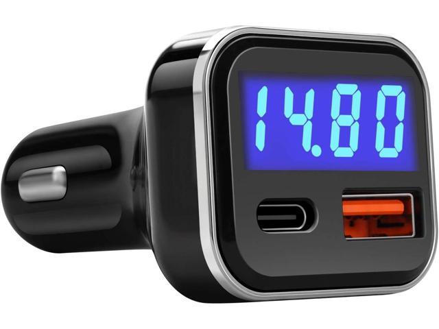 USB C Car Charger Adapter with Voltage Display, 30W Cigarette Lighter Type C Fast Charge Power Delivery & Quick Charge 3.0 (PD & QC), Volt Meter...