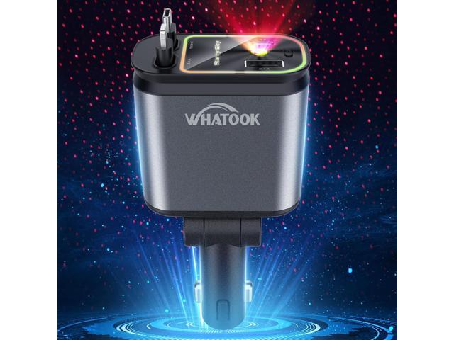 Starlight Retractable Car Charger: Car Accessories with Starlight in Car Roof, Car Chargers USB C, Fast Charging Adapter & Dual Charge Ports, 4 in...