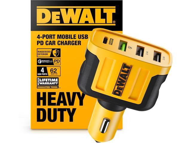 DEWALT Heavy Duty 4 Port USB C Car Charger Multiport, Fast 60W USB Cigarette Lighter Adapter, PD Type C Multi Car Phone Charger, Cell Phone...