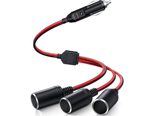 Electop 1 to 3 Car Cigarette Lighter Socket Splitter Adapter Power Charger Port, 12V 24V Car Power Splitter 3-Way Plug Outlet Adapter, 12inch...