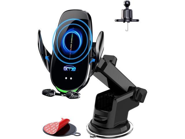 Wireless Car Charger Mount, Fast Charging Auto Clamping 15W Intelligent Dual Control Induction Car Phone Holder Mount Wireless Charging Compatible...
