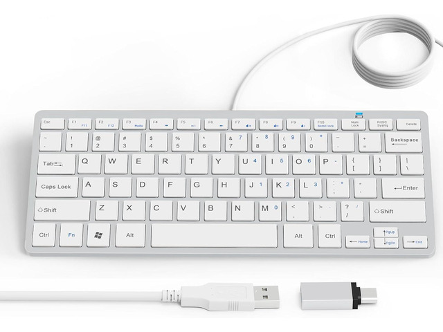 Ultra-Slim 78keys USB Mini Wired Keyboard with Media Hotkeys for Apple Mac Pro, MacBook 56Pro/ iMac, Air, Mac mini, Laptop Computers, Windows...