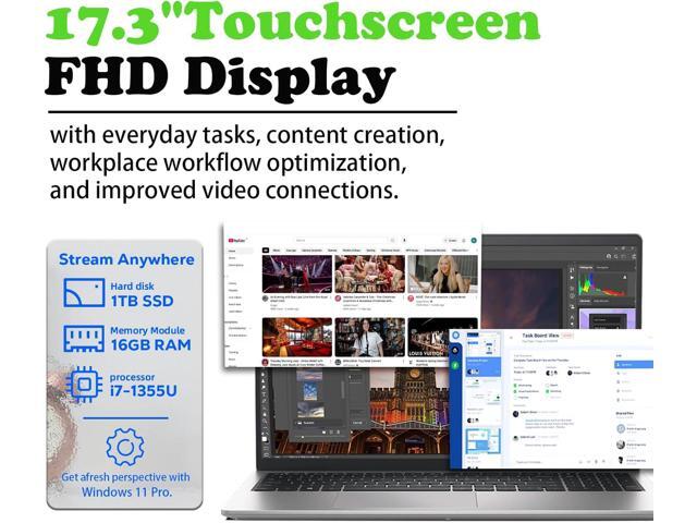 HP 17.3' HD+ Touchscreen Laptop, Rose Gold, Intel Core i7-1355U, 32GB RAM, 2TB SSD, Backlit Keyboard, Fingerprint Reader, Wi-Fi 6, Windows 11 Pro