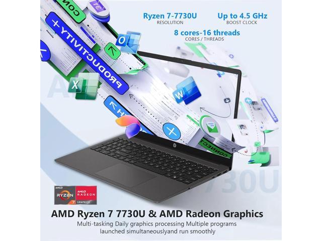 HP 255 G10 Business Laptop, 15.6' FHD Display, AMD Ryzen 7 7730U, 16GB DDR4, 1TB PCIe SSD, AMD Radeon, Numeric Keypad, Wi-Fi 6, HD Webcam,...