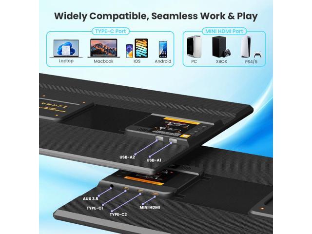 Hyangin D1 Portable LCD Monitor 23.8' FHD 1080p 100Hz IPS, Ultra-Slim Lightweight Laptop Screen Extender, Foldable & Detachable with USB-C/HDMI,...