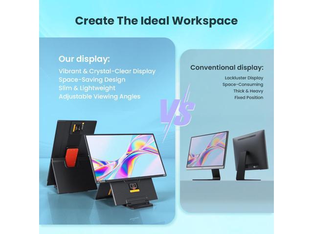 Hyangin D1 23.8' Portable Gaming Monitor, 1080P FHD IPS 100Hz, Adjustable Height & Rotatable, USB-C Full-Function + Mini HDMI,...