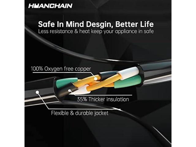 Indoor Outdoor Black Extension Cord 25 ft Waterproof, 16/3 Gauge Flexible Cold-Resistant Appliance Extension Cord Outside, 13A 1625W 16AWG SJTW, 3...