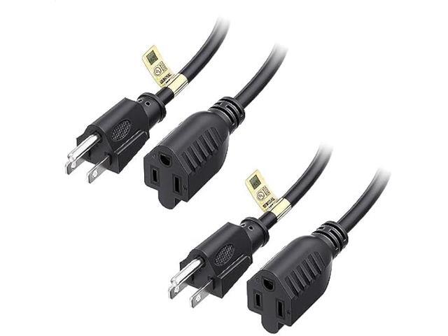 Cable Matters 2-Pack 16 AWG Heavy Duty Power Extension Cord 6 ft, UL Listed (Power Cord Extension / 3 Prong Extension Cords, NEMA 5-15P to NEMA 5-15R)