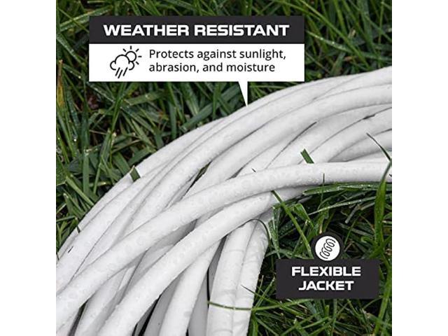 25 Ft White Extension Cord 2 Pack - 16/3 Durable Electrical Cable - US Veteran Owned Company